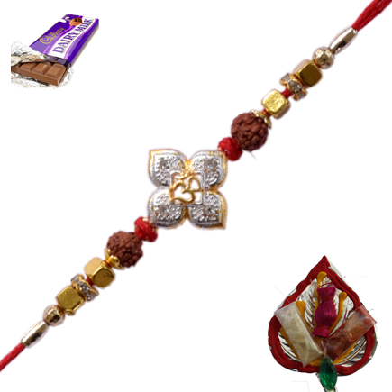 Om Rakhi With Rudraksh Beads