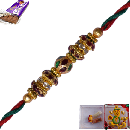 Golden Rakhi With Minakari