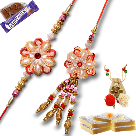 Set of Designer Rakhi And Lumba For Bhaiya Bhabhi