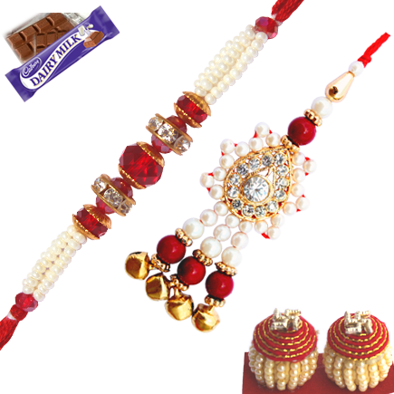 Marvelous Lumba With Bhaiya Rakhi Made Of Diamond Pearl Stone