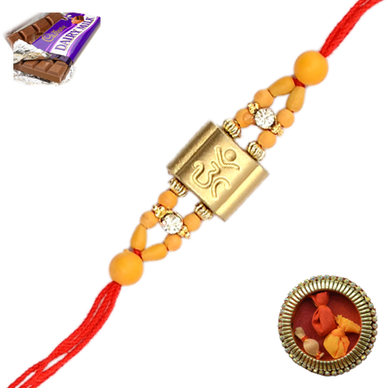 Beautiful Om Rakhi With American Diamond