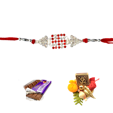 Beautiful Swastik Rakhi Made From American Diamond