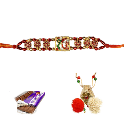 Ek Om Designer Punjabi Rakhi Made From Imitation Stone And Beads