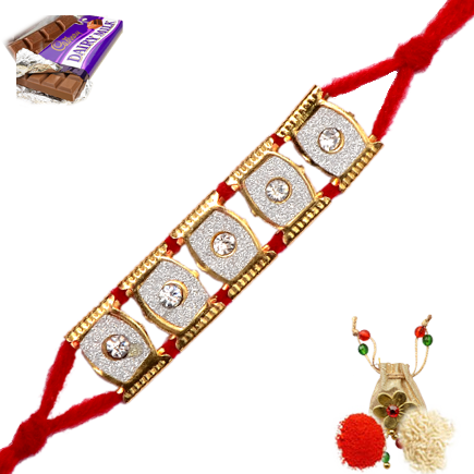 Trendy Designer Rakhi Made From Imitation Stones