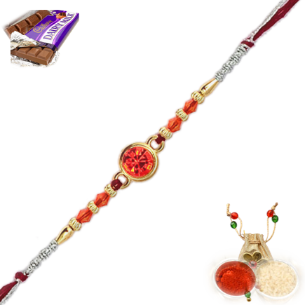 Simple And Sober Rakhi Made From Imitation Stones And Beads