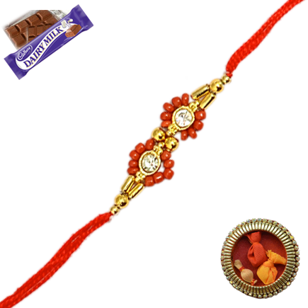 Trendy Imitation Stones And Beads Rakhi