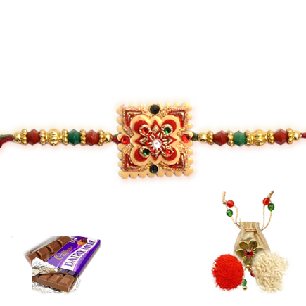 Multicolor Square Zardosi Rakhi