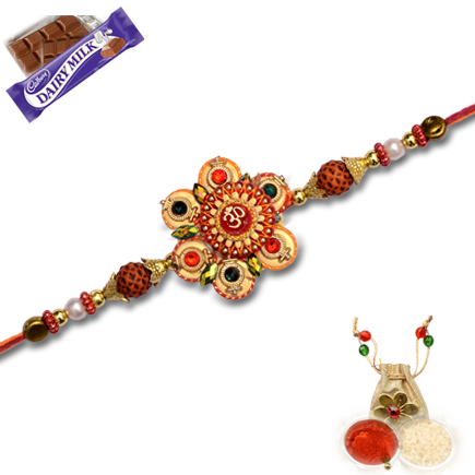 Divine Aum Rakhi With Zardosi Work