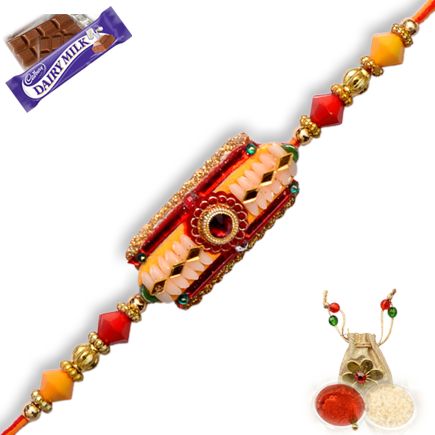 Colorful Chawal, Zardosi Designer Rakhi