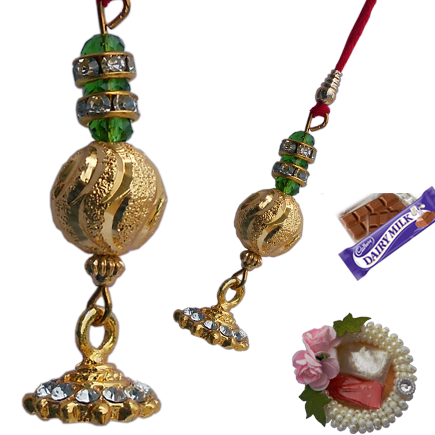 Colorful Beads Lumba Rakhi For Bhabhi