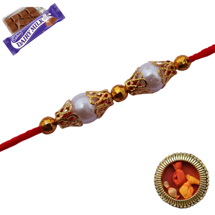 Elegant and Sober White Pearl Rakhi