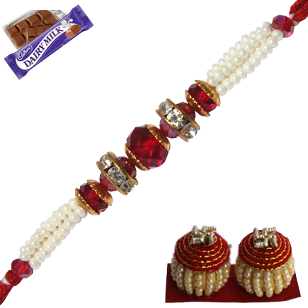 Nicely made Diamond Pearl Stone Rakhi