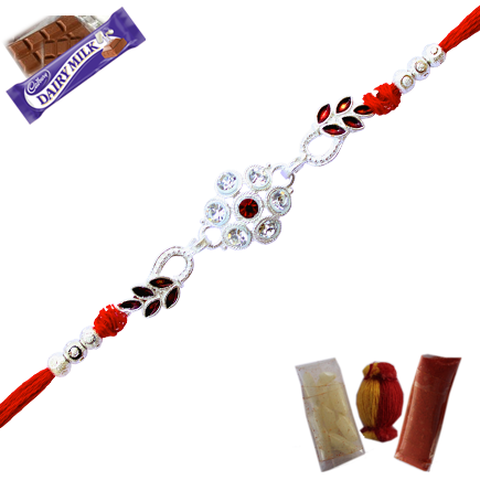 Silver Plated Elegant Rakhi With Minakari