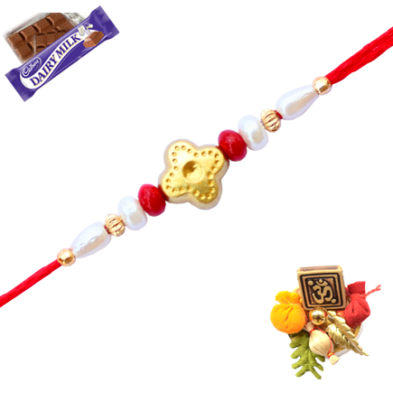 White Pearl And Bead Rakhi With True Elegance