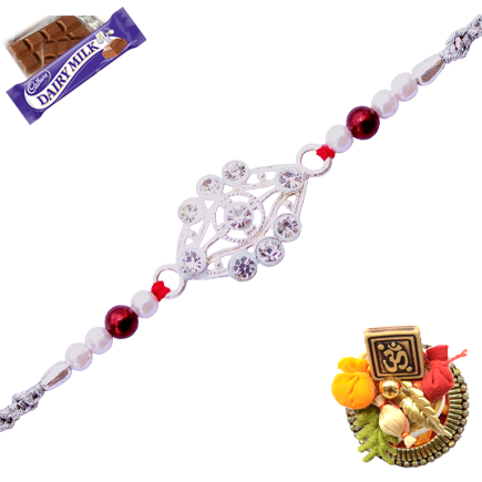 Silver Rakhi With Small Beads