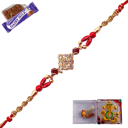 Sober Diamond Rakhi With Bead work