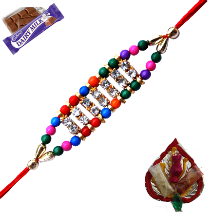 Multicolor Tiny Bead Diamond Rakhi