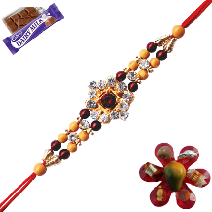 Traditional Rakhi With Diamonds and Beads