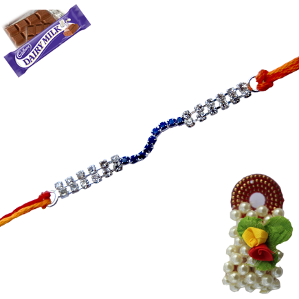 Elegant Blue And White Diamond Rakhi