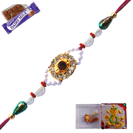 Beautiful Elegant Pearl Diamond Rakhi With Nice Design