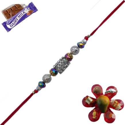 Trendy Diamond Rakhi With Handwork