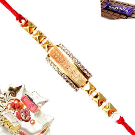 GOLD PLATED RAKHI WITH DIAMOND