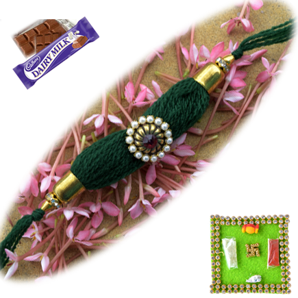 Designer Wool Rakhi - Green