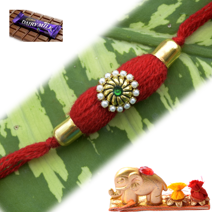 Designer Wool Rakhi - Red