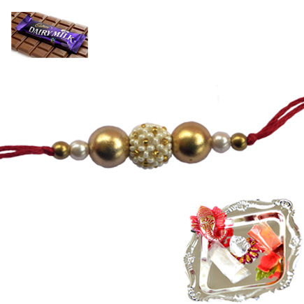 White Pearl Rakhi Thread