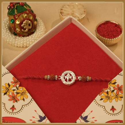 Divine Ganesha Silver Rudraksha Rakhi