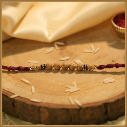 Elegant Tulsi Wood Beads Rakhi