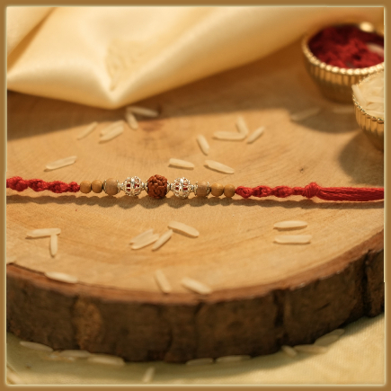 Elegant Silver Rudraksh Rakhi