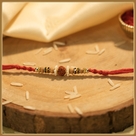 Beautiful Rudraksh Rakhi With Pearl and Beads
