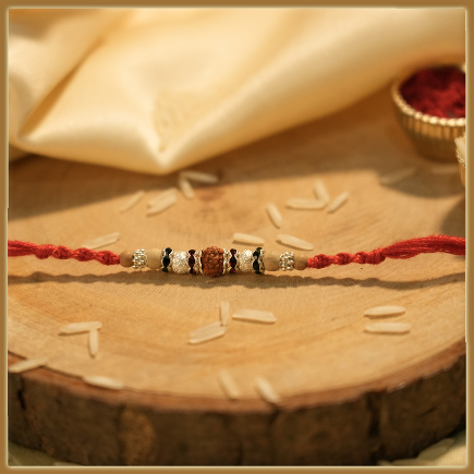 Rudraksha Rakhi With Tulsi Beads And Pearls