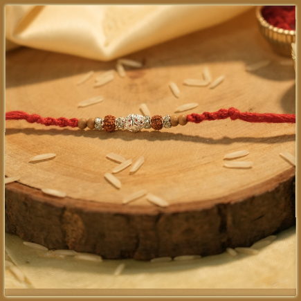 Beautiful Silver Rudraksh Rakhi