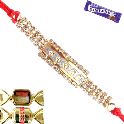 GOLD PLATED RAKHI WITH DIAMOND.